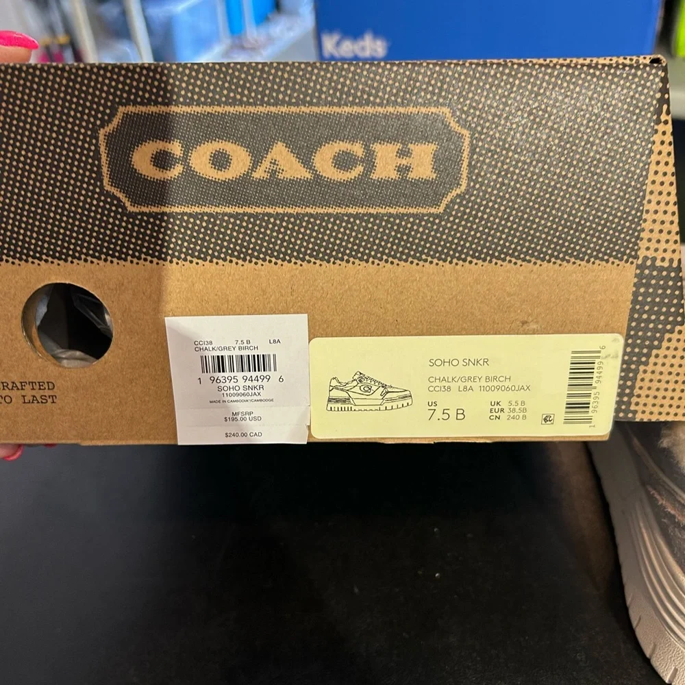 Coach Taupe Suede Platform Sneakers with Shearling size 7 1/2 - Picture 5 of 6